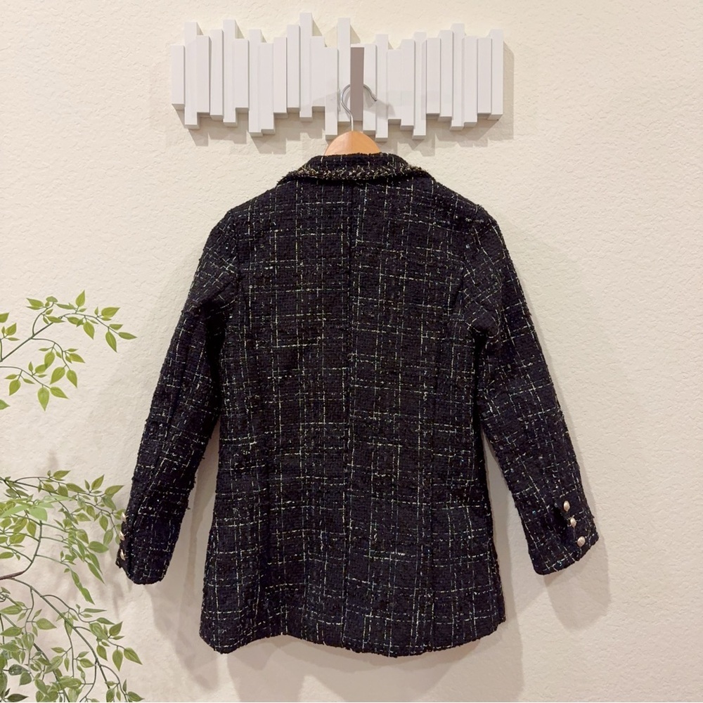J.ING Abbas Black Double-Breasted Tweed Coat Jacket Blazer Size Small NWT - Picture 11 of 11